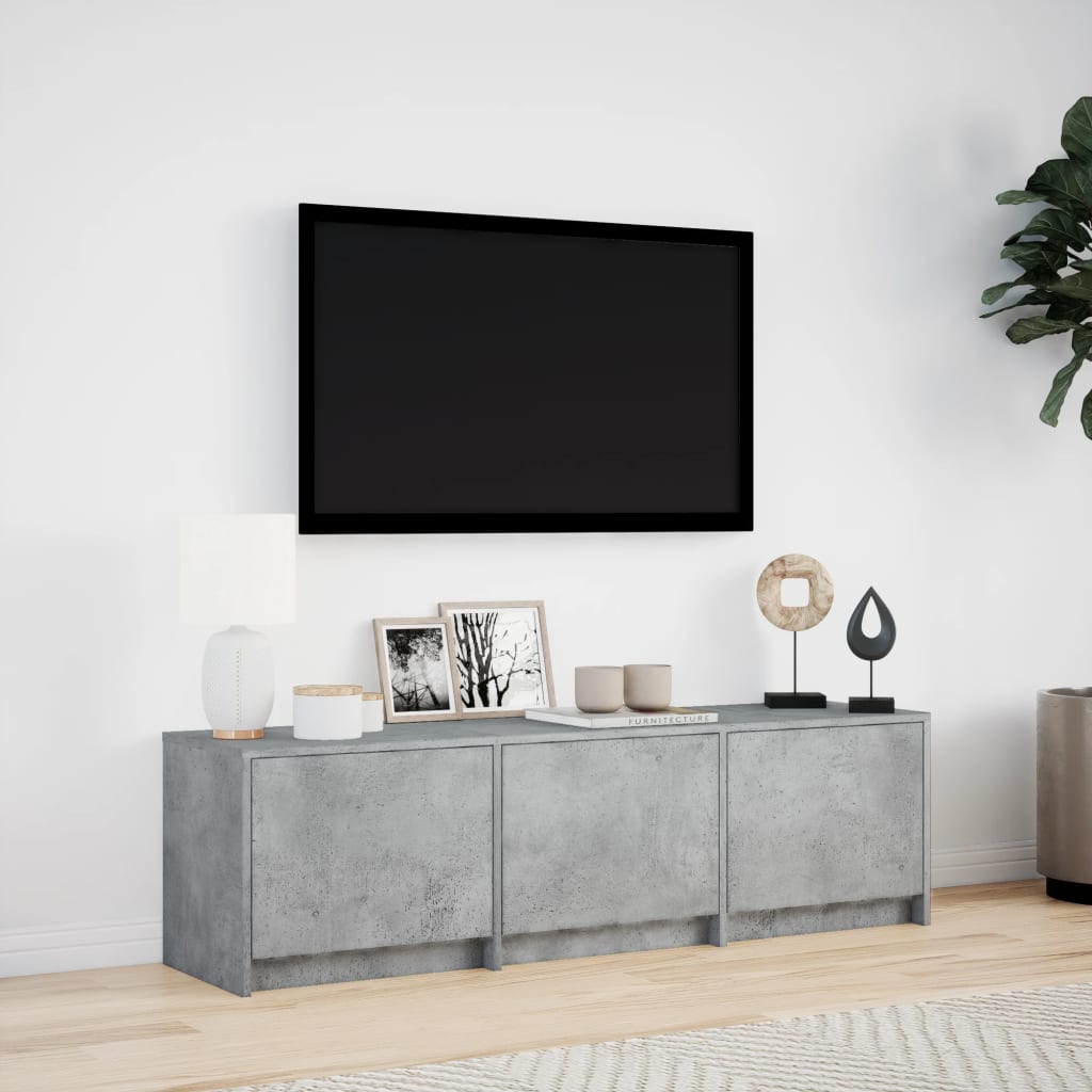 vidaXL TV Cabinet with LED Concrete Grey 140x34x40 cm Engineered Wood