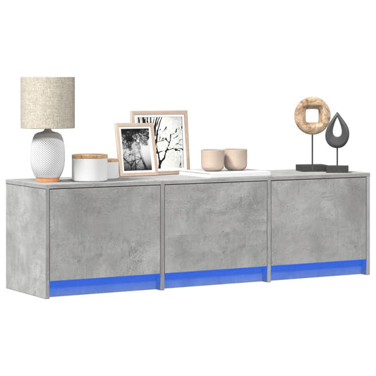 vidaXL TV Cabinet with LED Concrete Grey 140x34x40 cm Engineered Wood