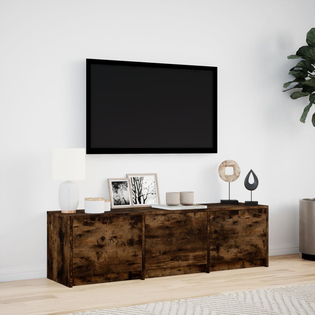 vidaXL TV Cabinet with LED Smoked Oak 140x34x40 cm Engineered Wood