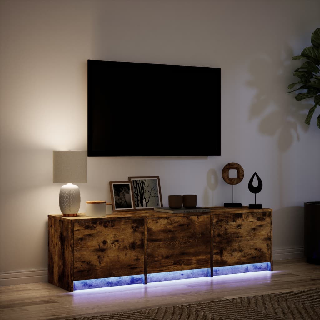 vidaXL TV Cabinet with LED Smoked Oak 140x34x40 cm Engineered Wood