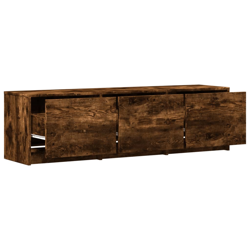 vidaXL TV Cabinet with LED Smoked Oak 140x34x40 cm Engineered Wood