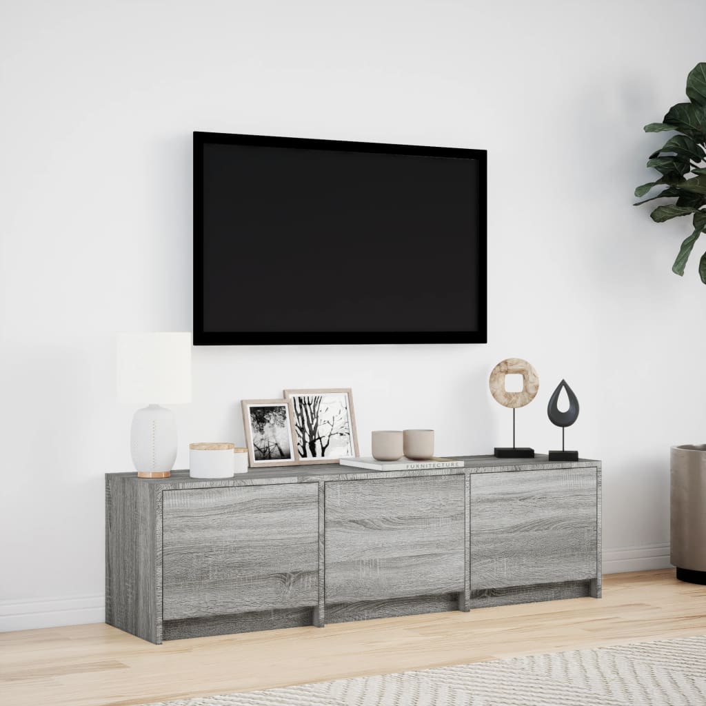 vidaXL TV Cabinet with LED Grey Sonoma 140x34x40 cm Engineered Wood