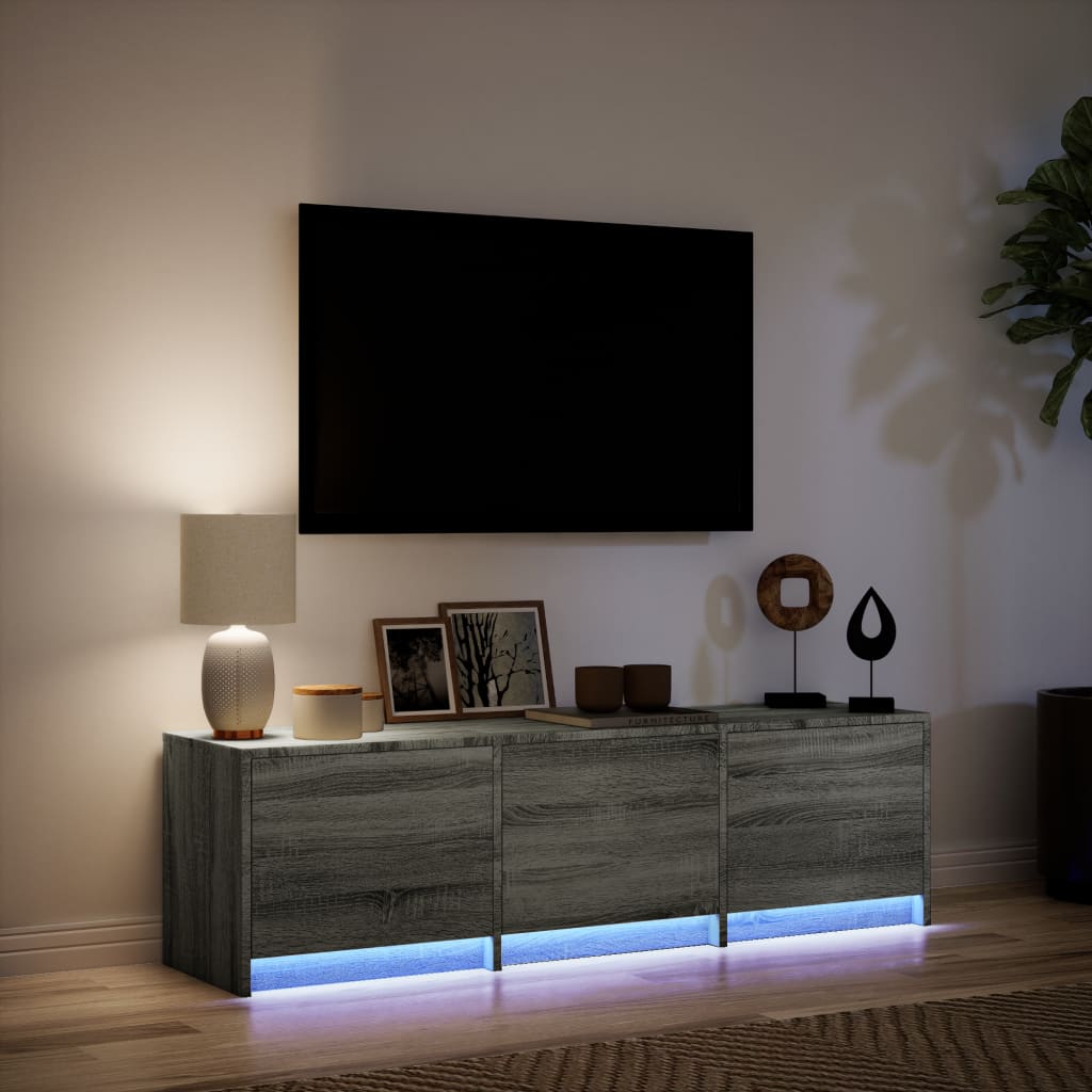 vidaXL TV Cabinet with LED Grey Sonoma 140x34x40 cm Engineered Wood