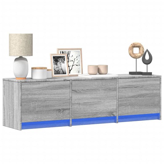 vidaXL TV Cabinet with LED Grey Sonoma 140x34x40 cm Engineered Wood