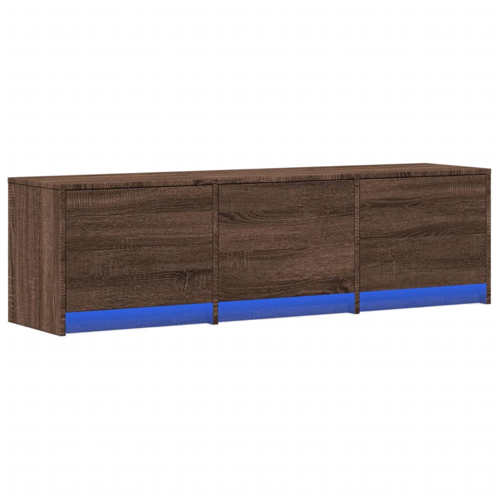 vidaXL TV Cabinet with LED Brown Oak 140x34x40 cm Engineered Wood