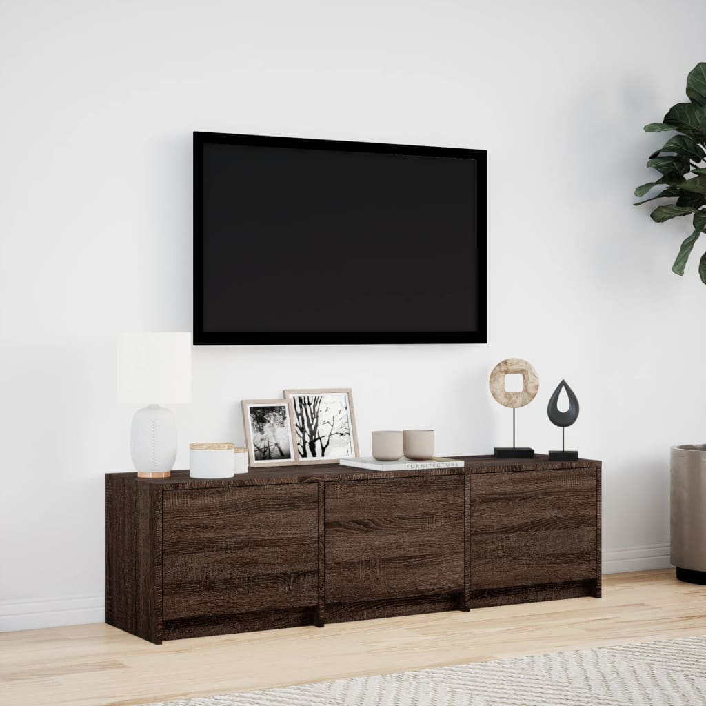 vidaXL TV Cabinet with LED Brown Oak 140x34x40 cm Engineered Wood