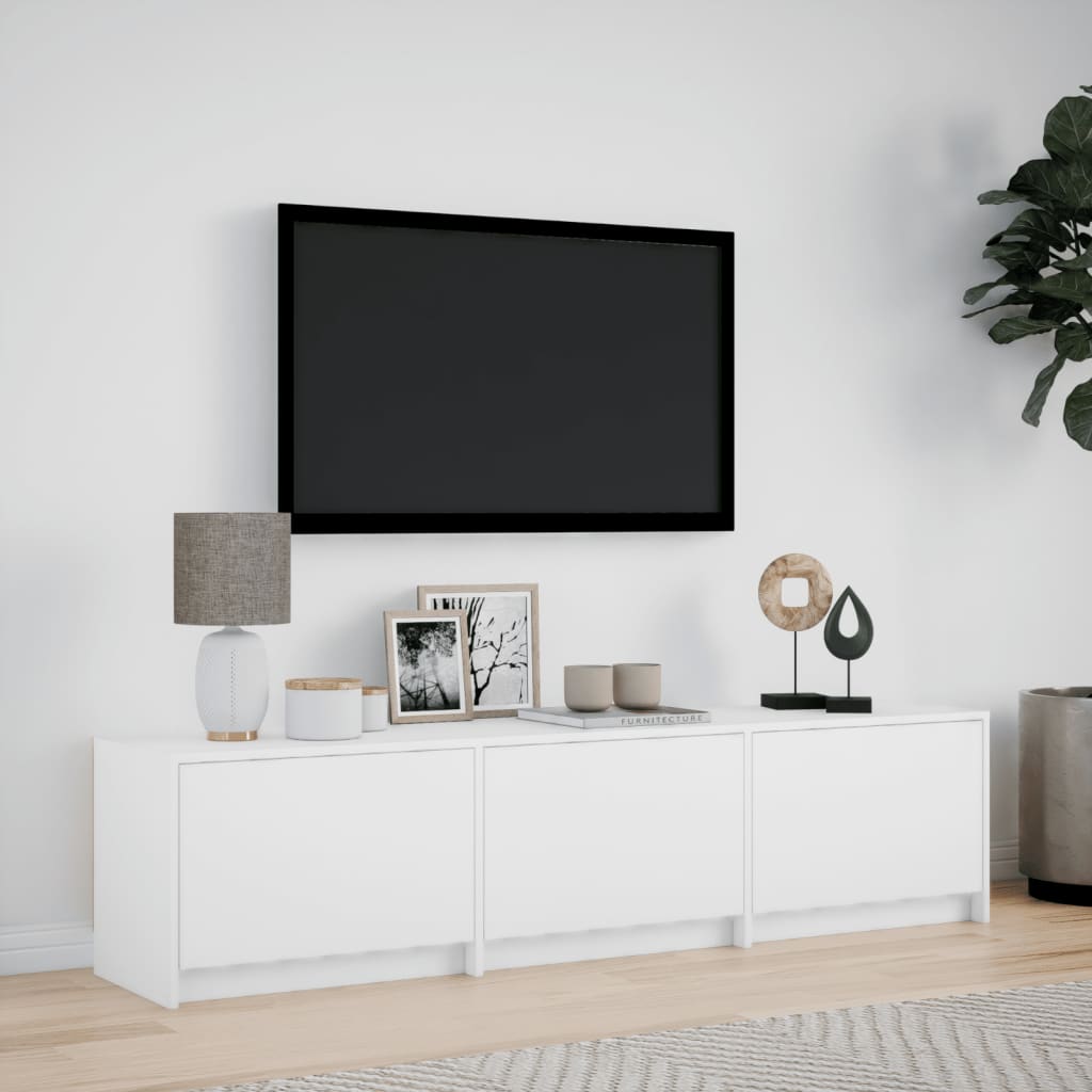 vidaXL TV Cabinet with LED White 165x34x40 cm Engineered Wood