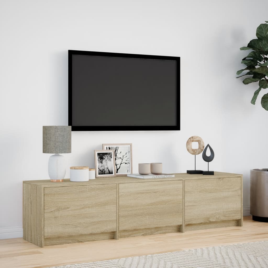 vidaXL TV Cabinet with LED Sonoma Oak 165x34x40 cm Engineered Wood