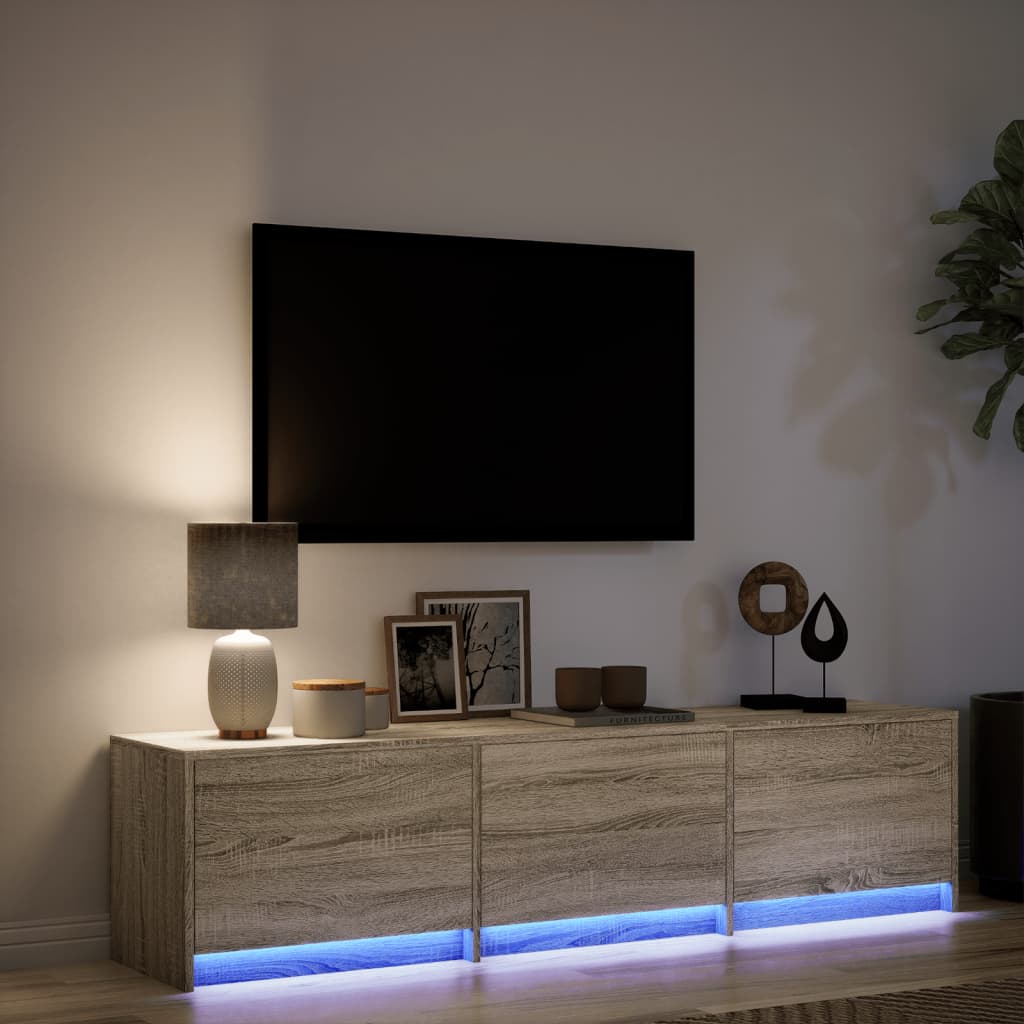 vidaXL TV Cabinet with LED Sonoma Oak 165x34x40 cm Engineered Wood