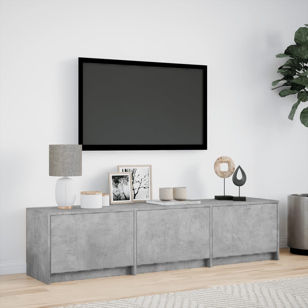 vidaXL TV Cabinet with LED Concrete Grey 165x34x40 cm Engineered Wood