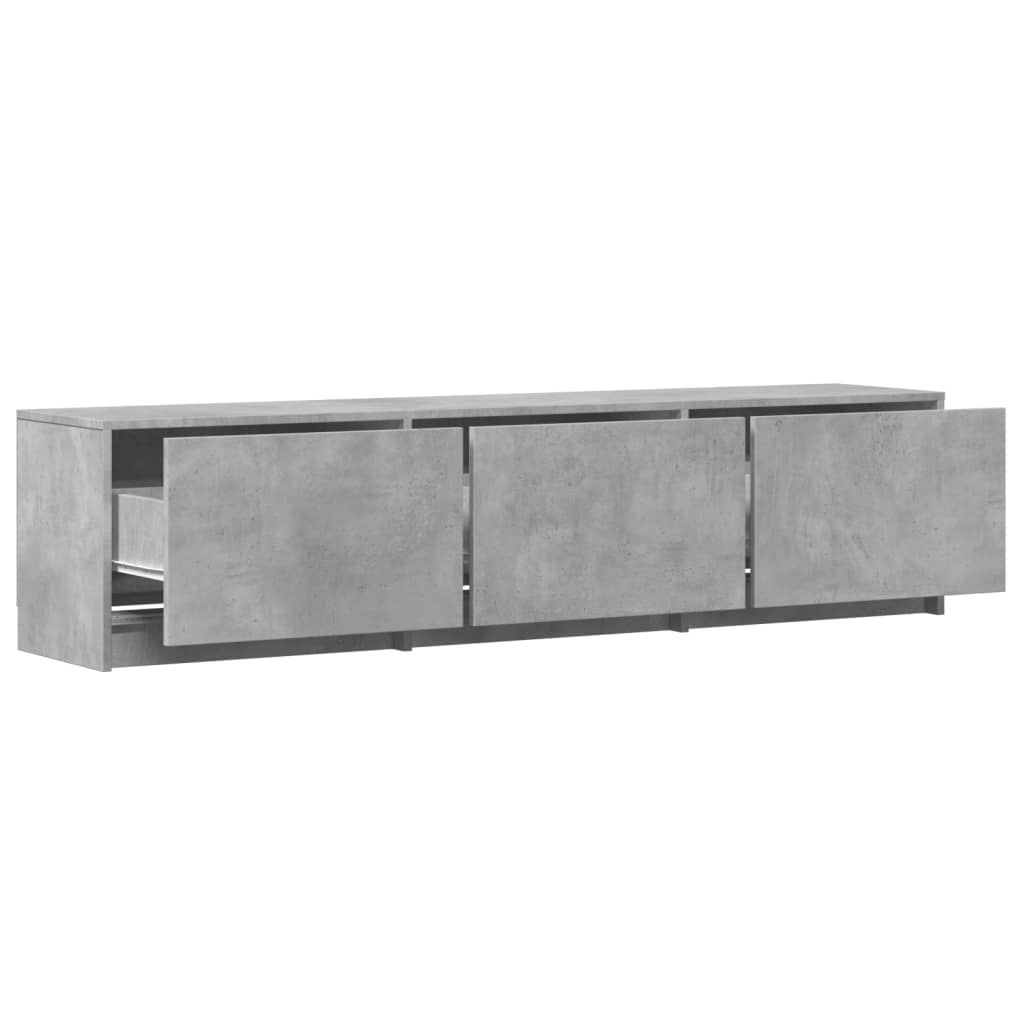 vidaXL TV Cabinet with LED Concrete Grey 165x34x40 cm Engineered Wood