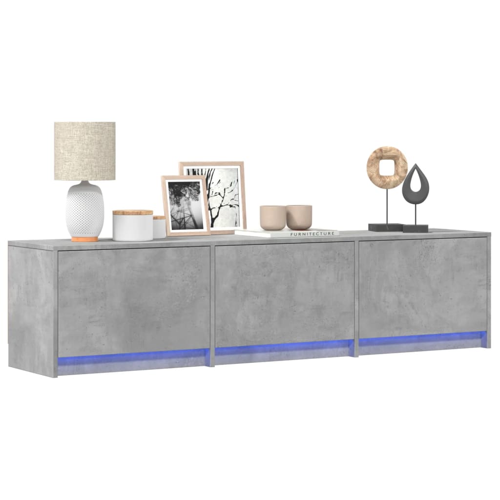 vidaXL TV Cabinet with LED Concrete Grey 165x34x40 cm Engineered Wood