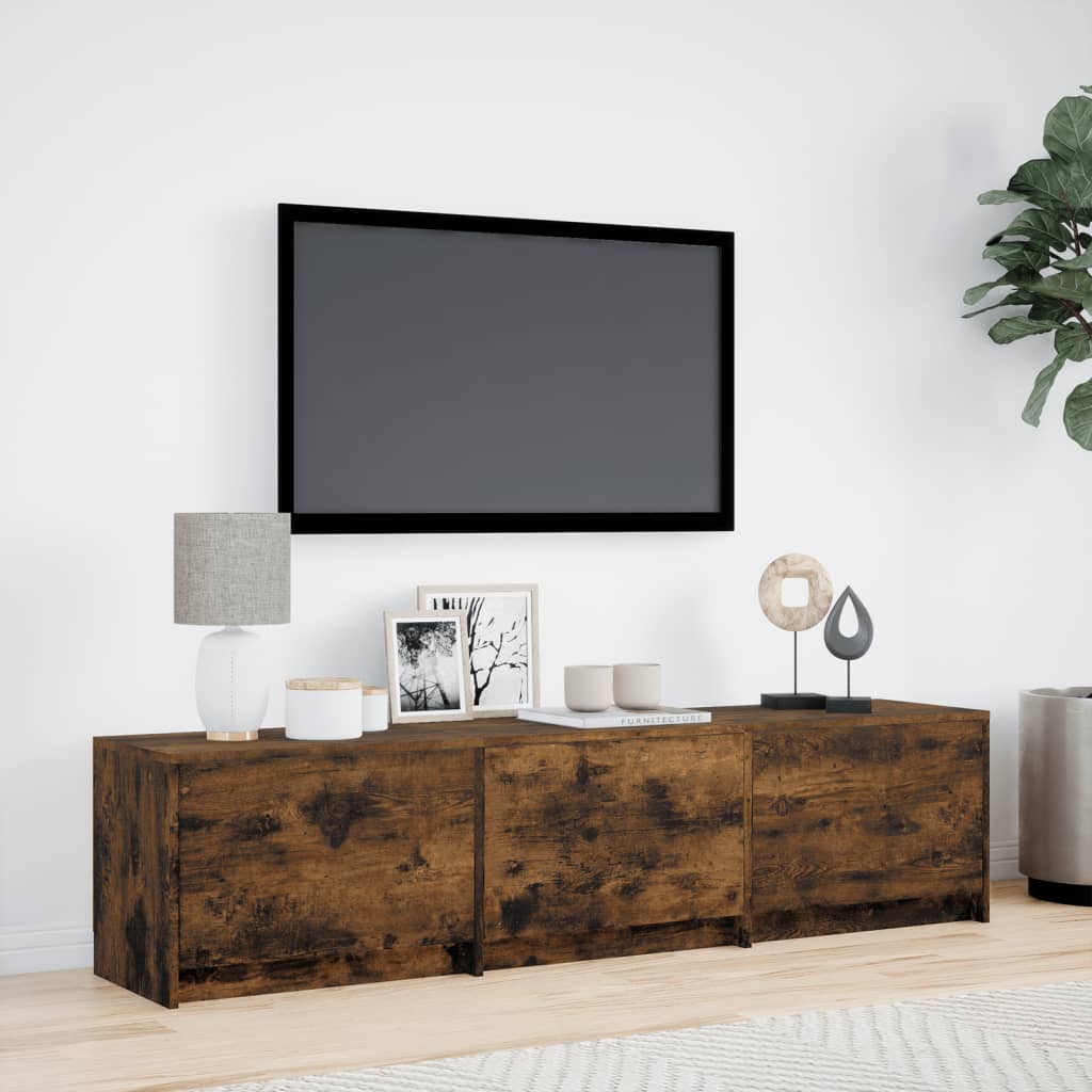 vidaXL TV Cabinet with LED Smoked Oak 165x34x40 cm Engineered Wood