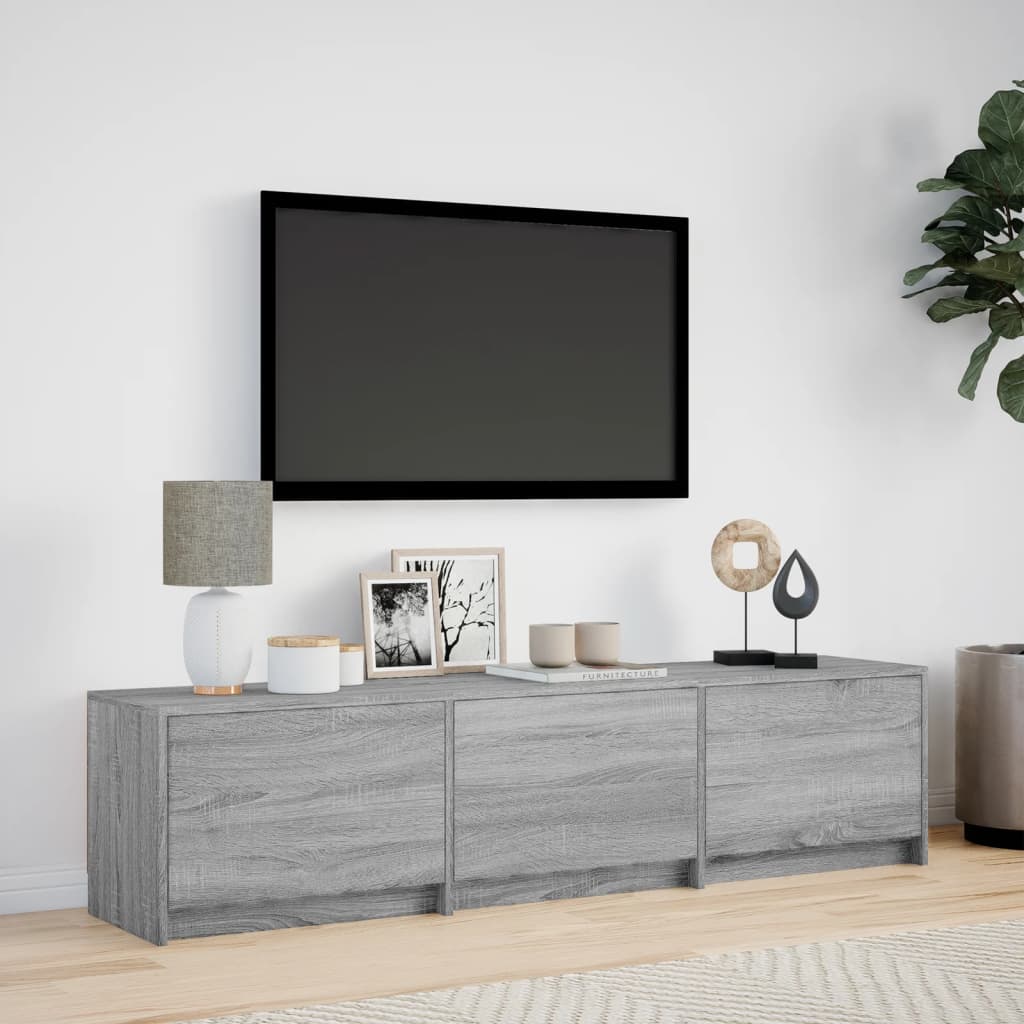 vidaXL TV Cabinet with LED Grey Sonoma 165x34x40 cm Engineered Wood