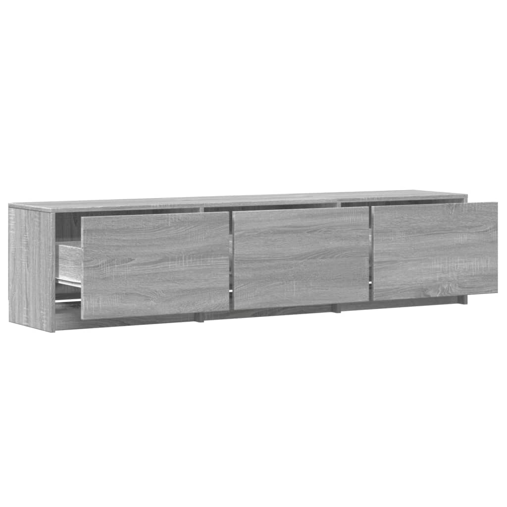 vidaXL TV Cabinet with LED Grey Sonoma 165x34x40 cm Engineered Wood