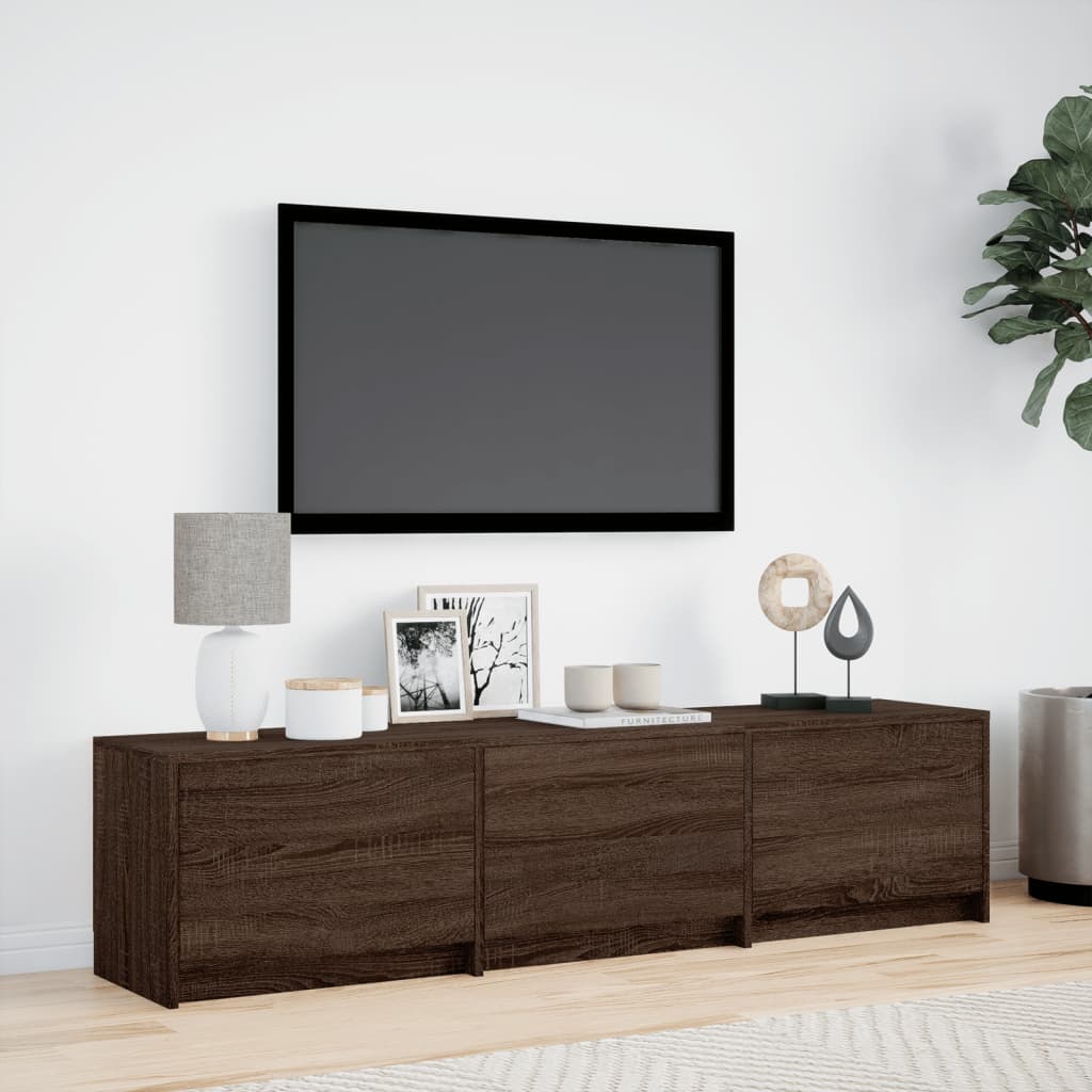 vidaXL TV Cabinet with LED Brown Oak 165x34x40 cm Engineered Wood