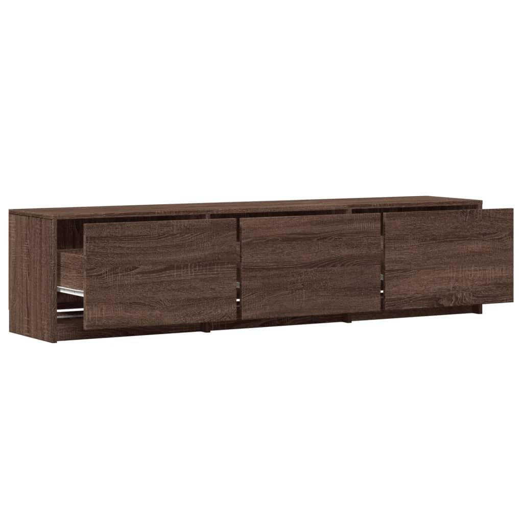 vidaXL TV Cabinet with LED Brown Oak 165x34x40 cm Engineered Wood