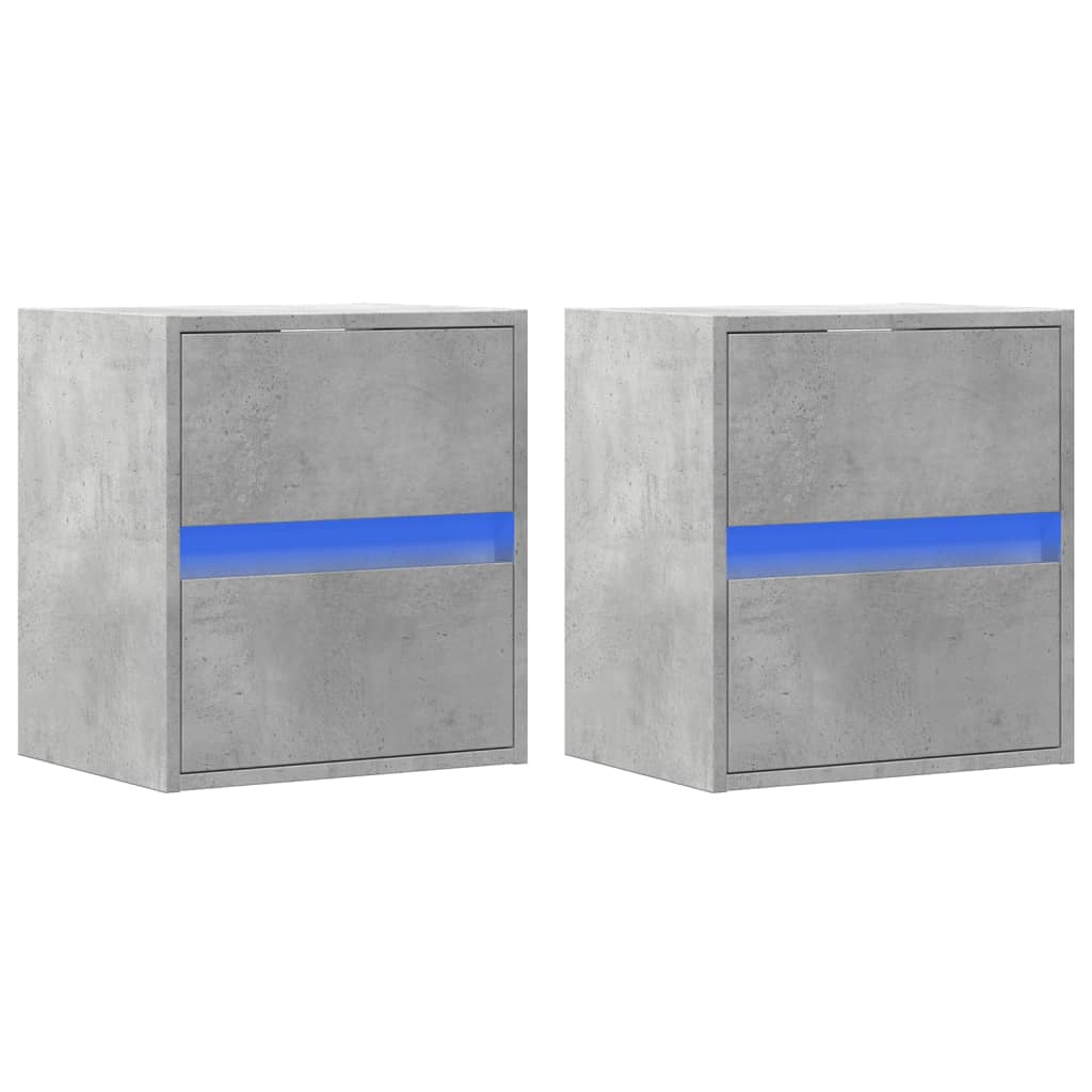 vidaXL TV Wall Cabinets with LED Lights 2 pcs Concrete Grey 41x31x45 cm