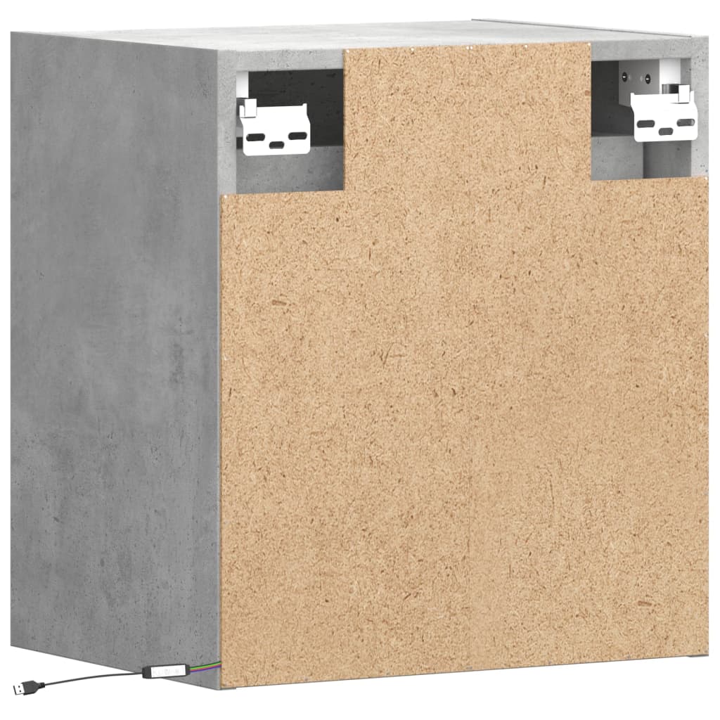TV Wall Cabinets with LED Lights 2 pcs Concrete Grey 41x31x45cm