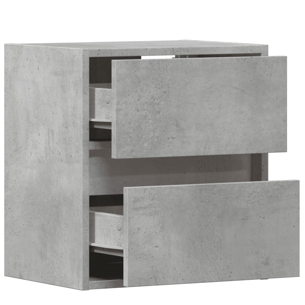 vidaXL TV Wall Cabinets with LED Lights 2 pcs Concrete Grey 41x31x45 cm