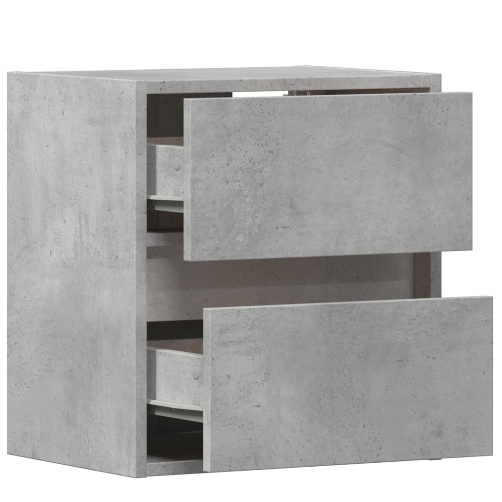 TV Wall Cabinets with LED Lights 2 pcs Concrete Grey 41x31x45cm