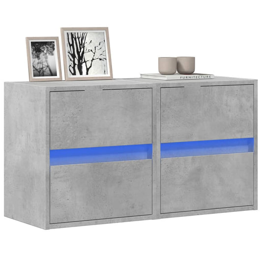 vidaXL TV Wall Cabinets with LED Lights 2 pcs Concrete Grey 41x31x45 cm