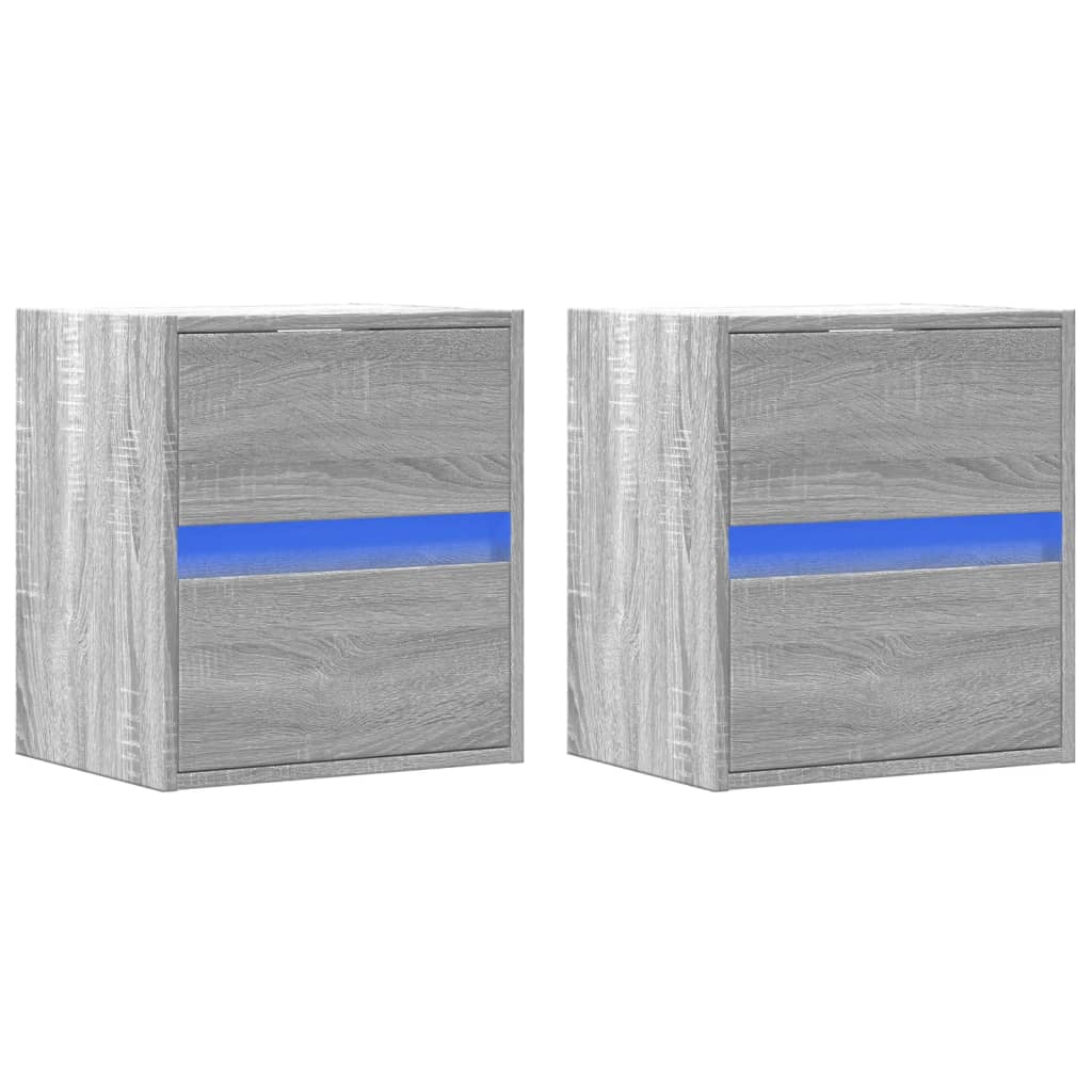 vidaXL TV Wall Cabinets with LED Lights 2 pcs Grey Sonoma 41x31x45 cm