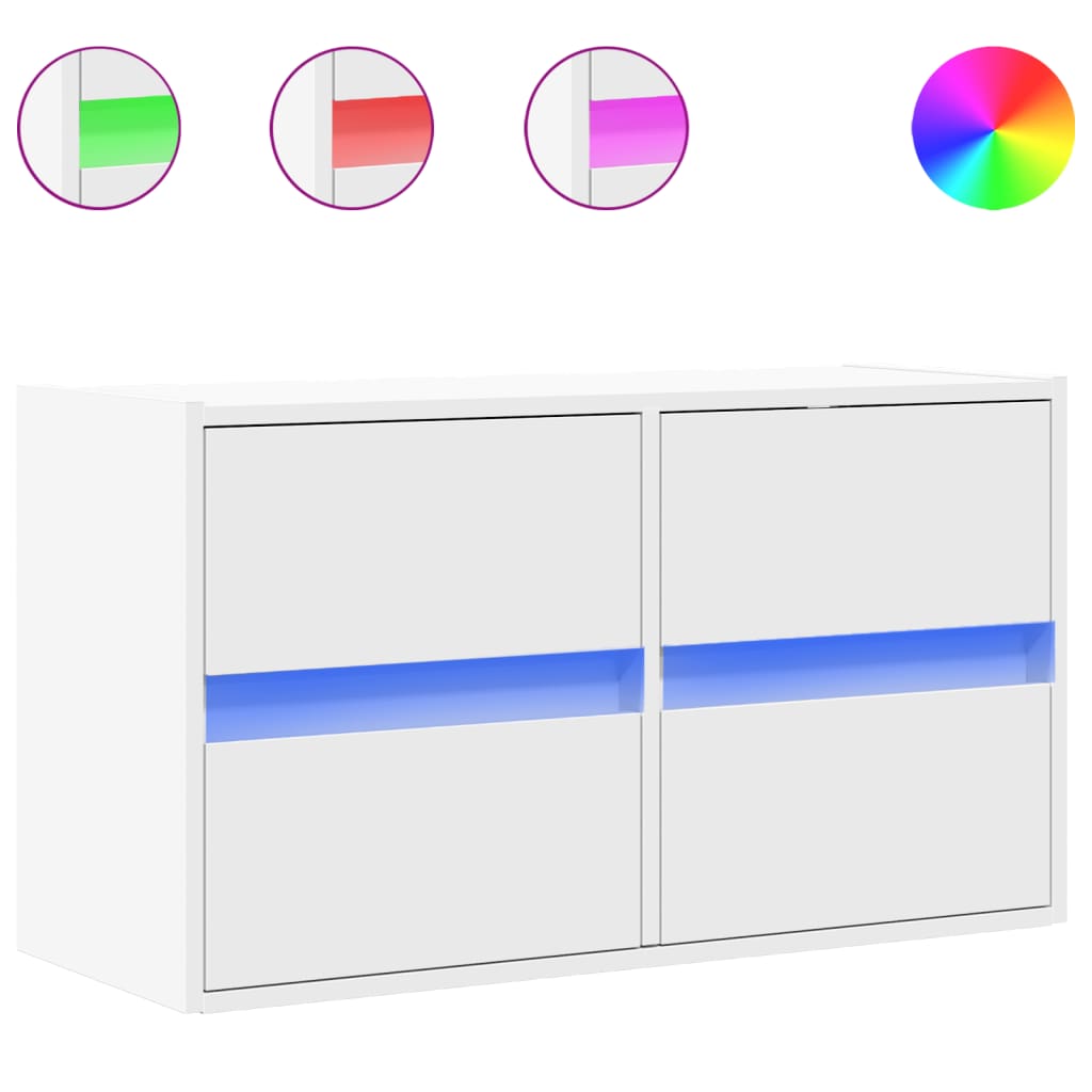 TV Wall Cabinet with LED Lights White 80x31x45 cm