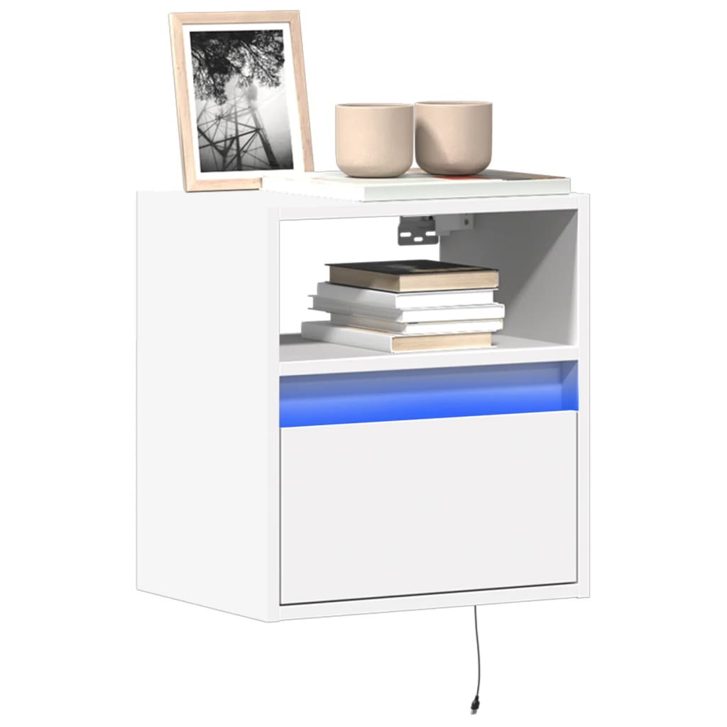 TV Wall Cabinets with LED Lights 2 pcs White 41x31x45 cm