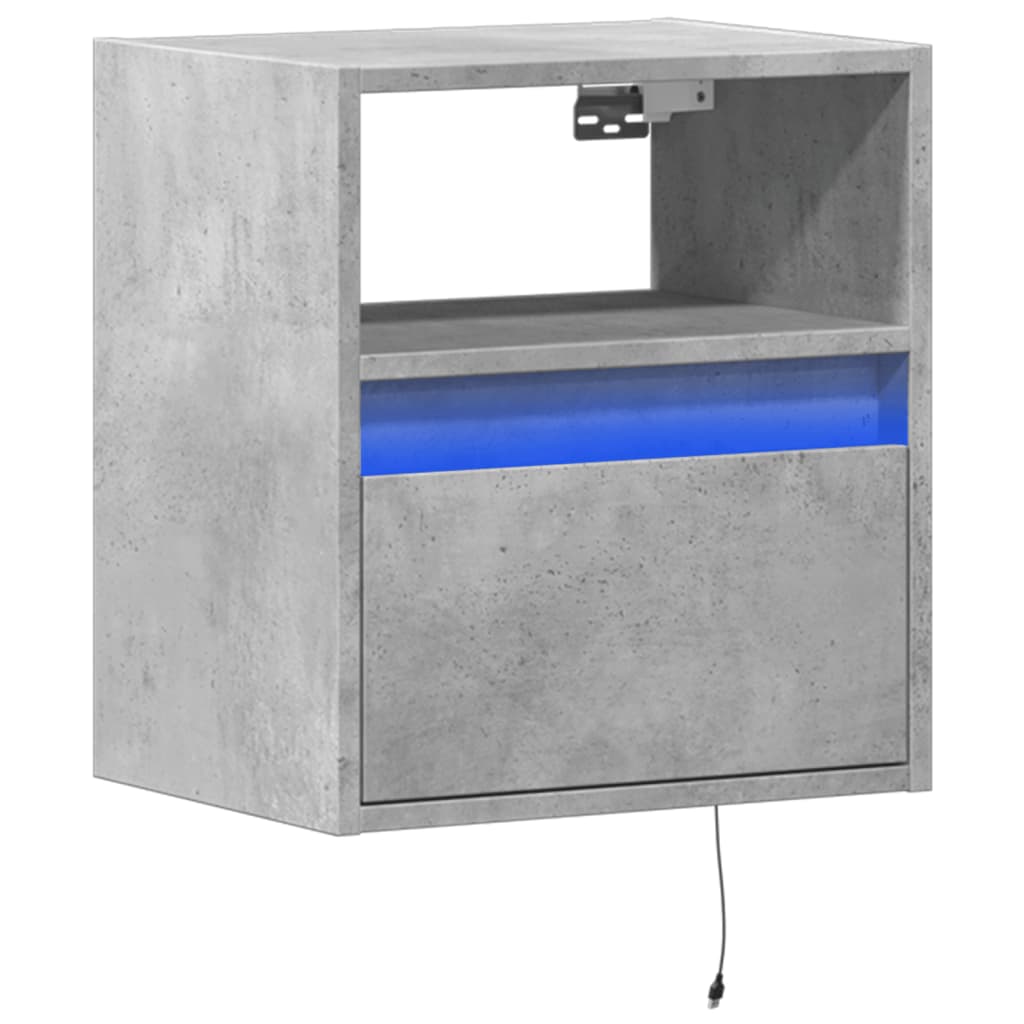 TV Wall Cabinet with LED Lights Concrete Grey 41x31x45 cm