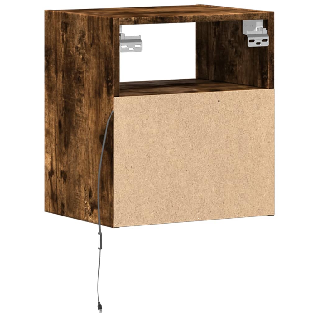 TV Wall Cabinets with LED Lights 2 pcs Smoked Oak 41x31x45 cm