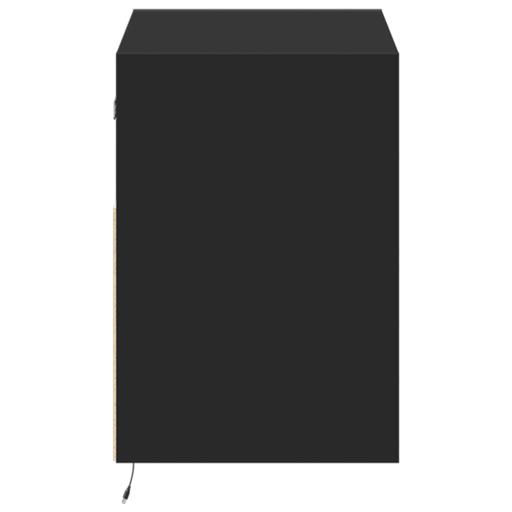 TV Wall Cabinet with LED Lights Black 80x31x45 cm