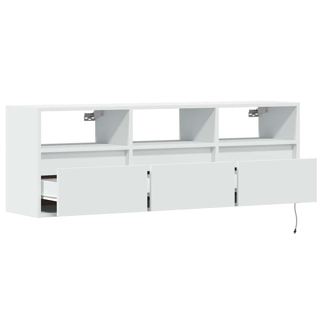 TV Wall Cabinet with LED Lights White 130x31x45 cm