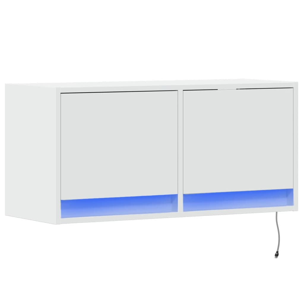 TV Wall Cabinet with LED Lights White 80x31x38 cm