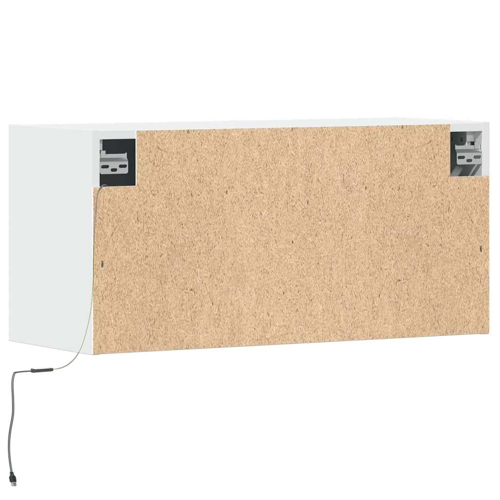 TV Wall Cabinet with LED Lights White 80x31x38 cm