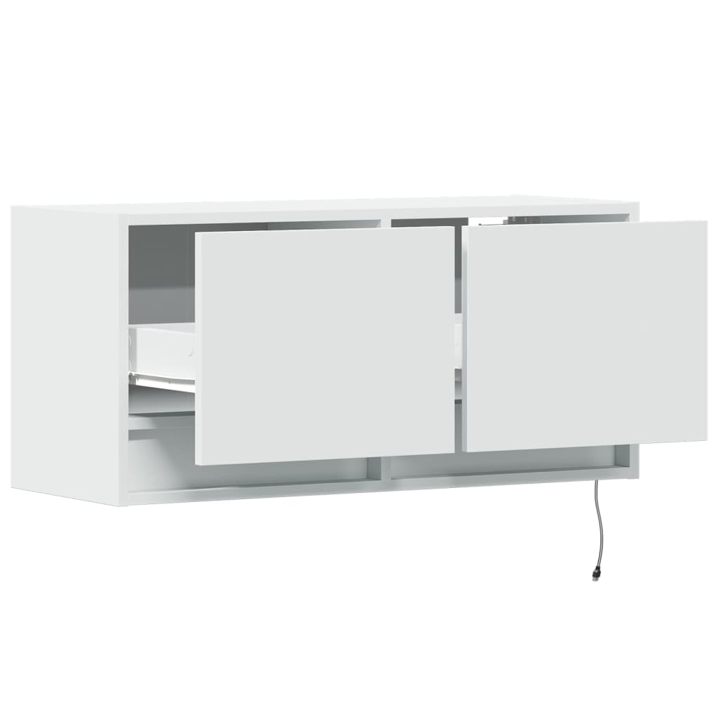 TV Wall Cabinet with LED Lights White 80x31x38 cm