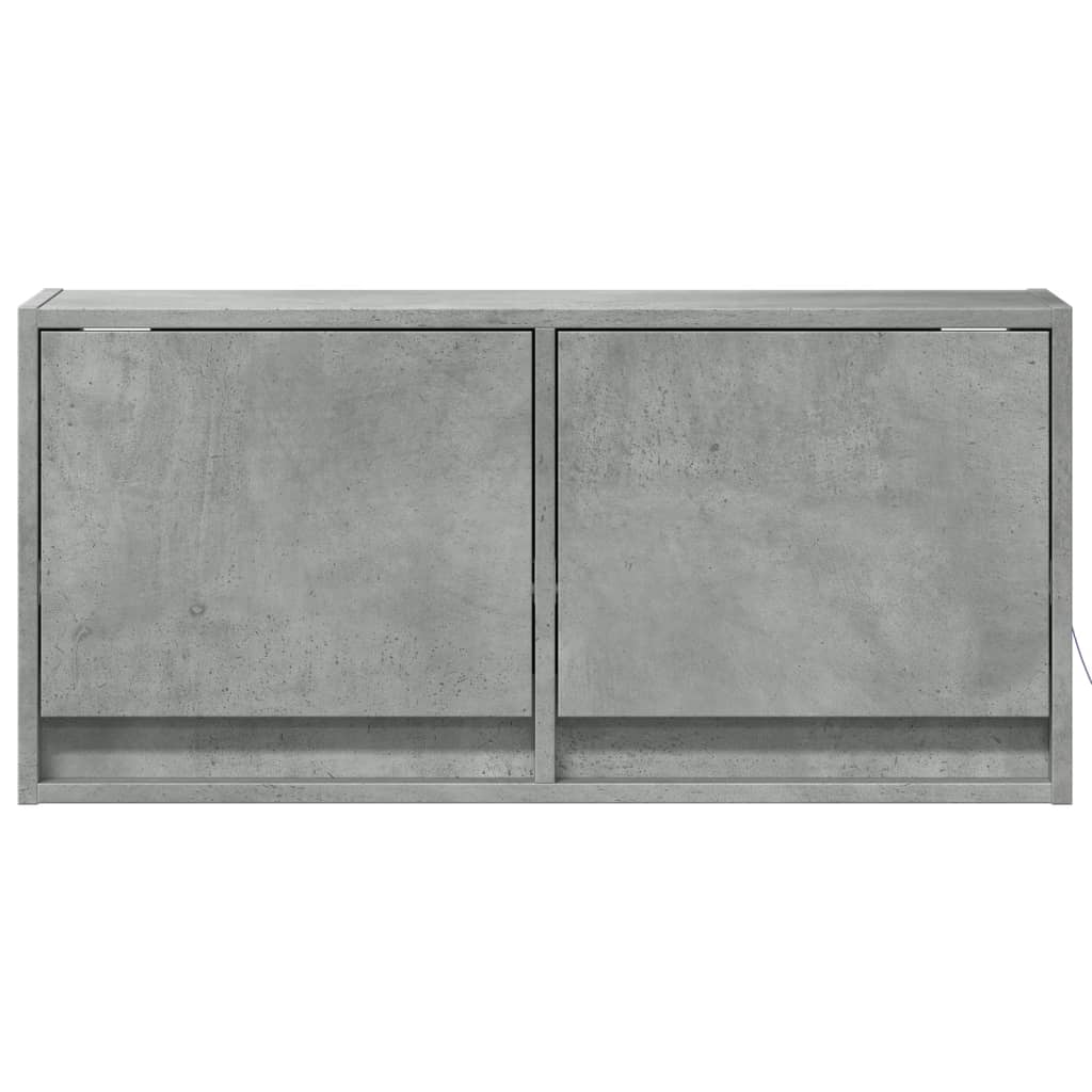 TV Wall Cabinet with LED Lights Concrete Grey 80x31x38 cm
