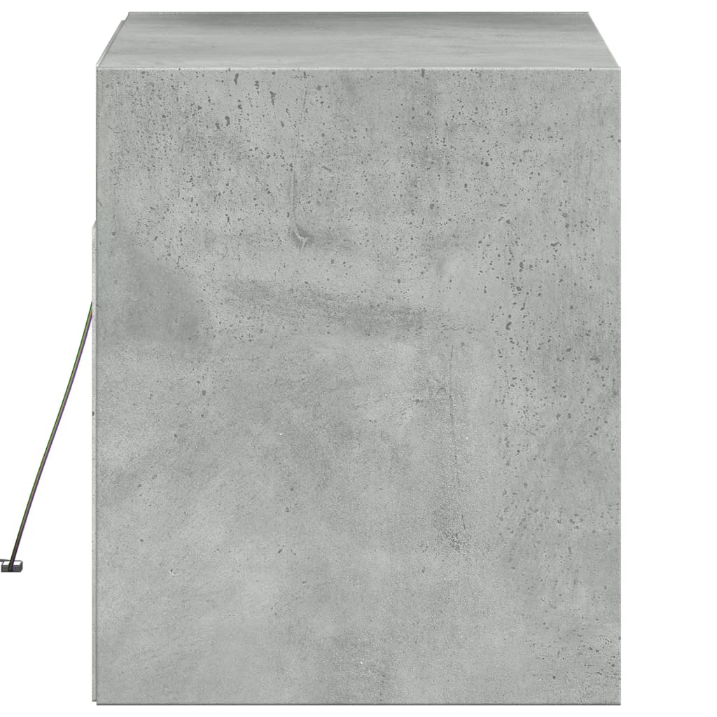 TV Wall Cabinet with LED Lights Concrete Grey 80x31x38 cm