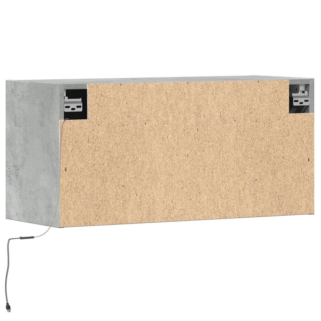 TV Wall Cabinet with LED Lights Concrete Grey 80x31x38 cm