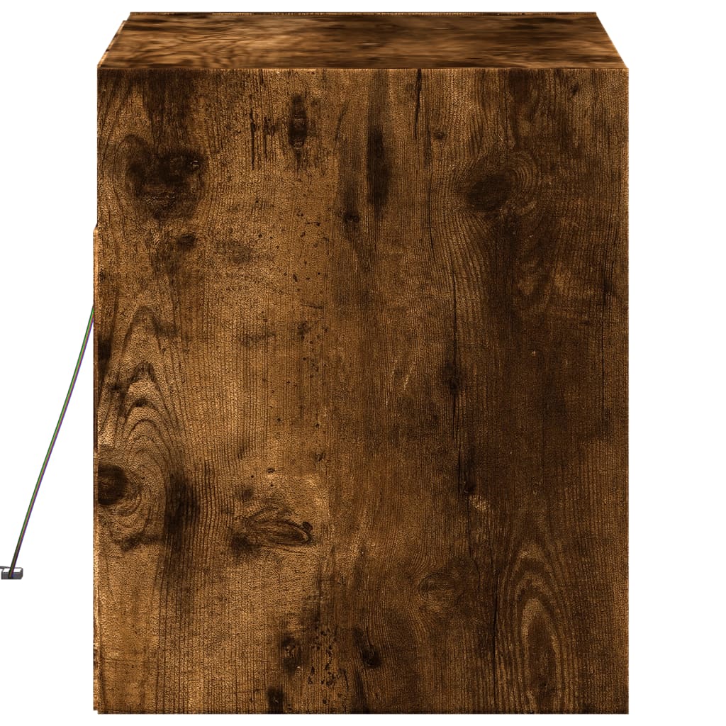 TV Wall Cabinet with LED Lights Smoked Oak 80x31x38 cm
