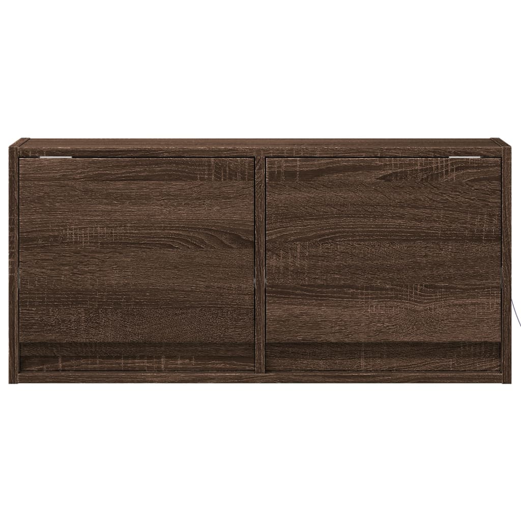TV Wall Cabinet with LED Lights Brown Oak 80x31x38 cm