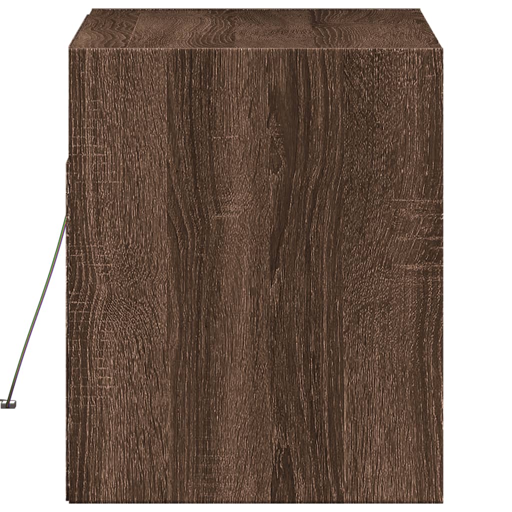TV Wall Cabinet with LED Lights Brown Oak 80x31x38 cm