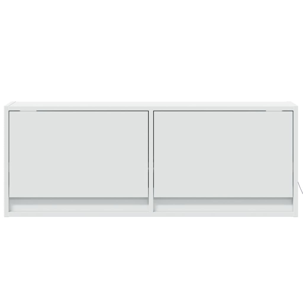 TV Wall Cabinet with LED Lights White 100x31x38 cm