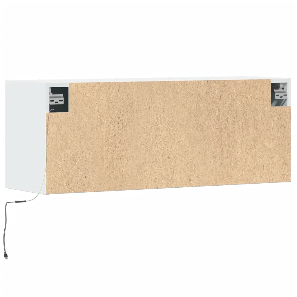 TV Wall Cabinet with LED Lights White 100x31x38 cm