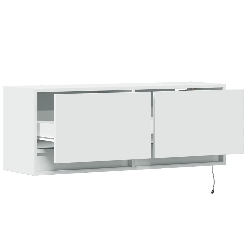 TV Wall Cabinet with LED Lights White 100x31x38 cm