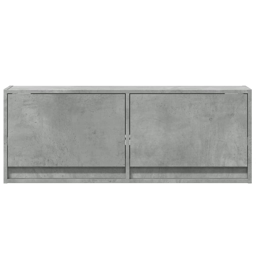 TV Wall Cabinet with LED Lights Concrete Grey 100x31x38 cm