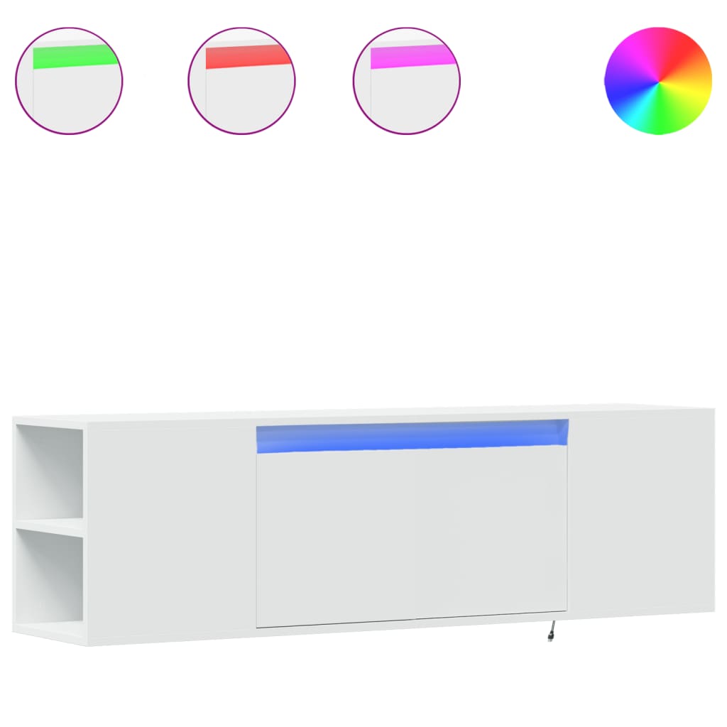 TV Wall Cabinet with LED Lights White 135x31x39,5 cm