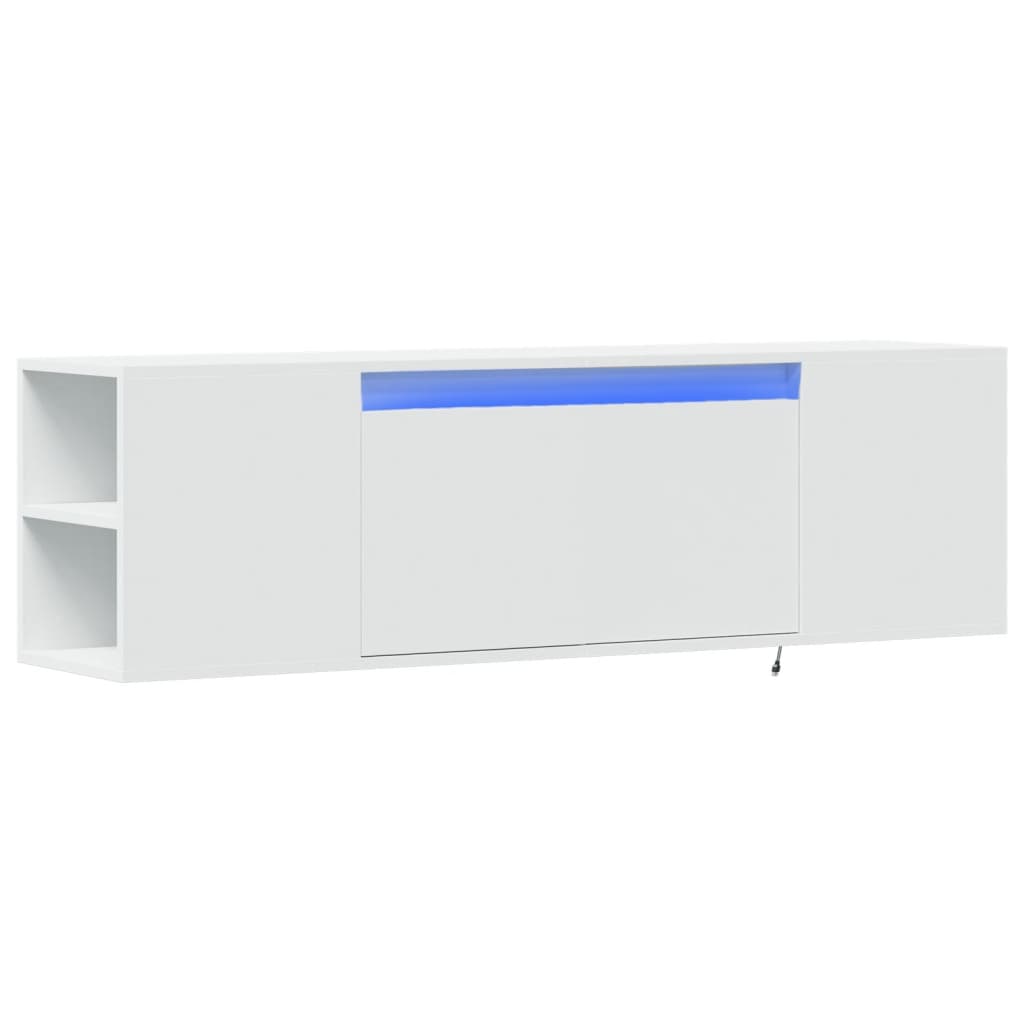 TV Wall Cabinet with LED Lights White 135x31x39,5 cm