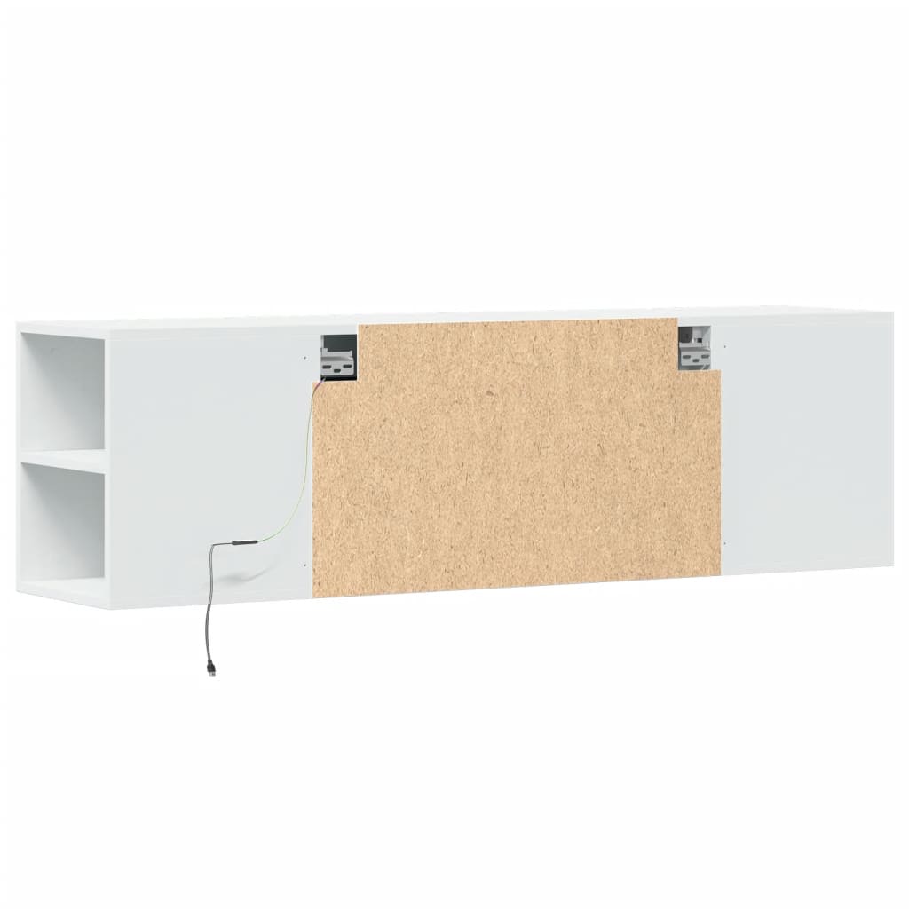 TV Wall Cabinet with LED Lights White 135x31x39,5 cm
