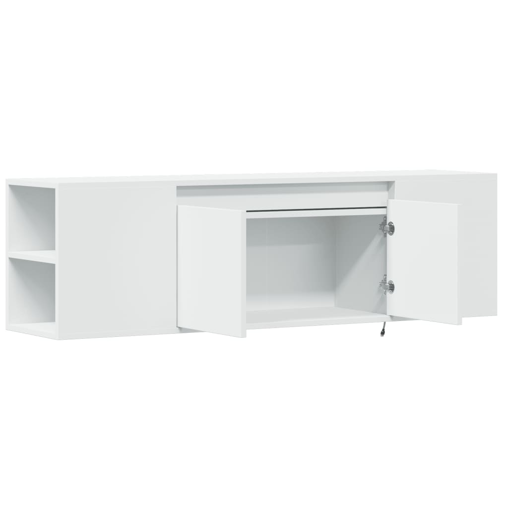 TV Wall Cabinet with LED Lights White 135x31x39,5 cm